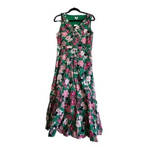 J.Crew Reimagined Green & Pink Floral Midi Dress NWT!